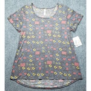 LulaRoe Classic T-Shirt Womens L Multicolor Abstract Round Neck Short Sleeve New